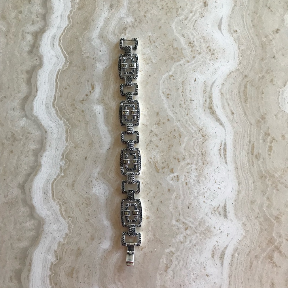 GORGEOUS ANTIQUE MARCASITE 925 SILVER BRACELET